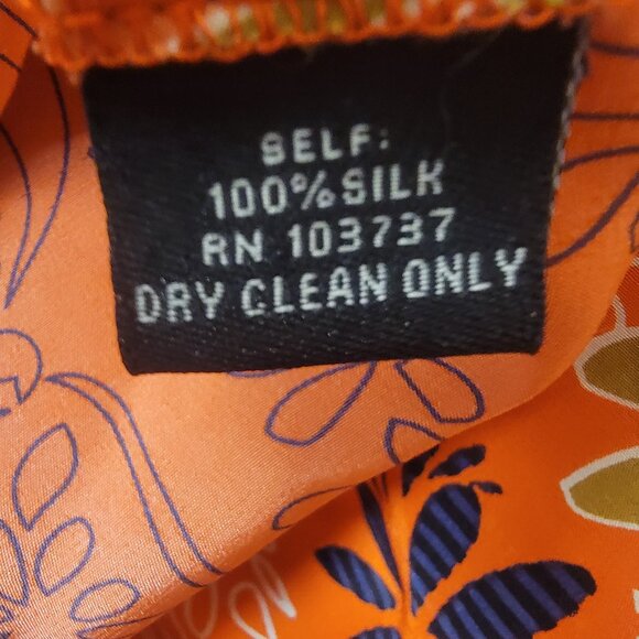 Julie Dillon womens dress size 8 orange floral print 100% silk - Picture 4 of 4